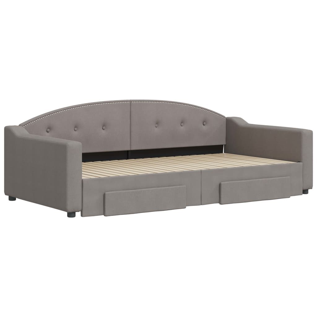 vidaXL Καναπές Κρεβάτι Συρόμενος Taupe 100x200εκ. Υφασμάτινος Συρτάρια