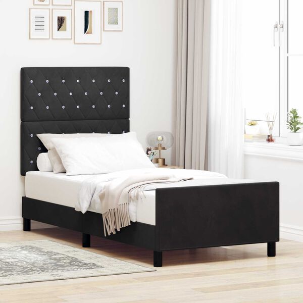 vidaXL Σκελετός Κρεβατιού με κεφαλάρι Μαύρο 100 x 200 cm Βελούδο