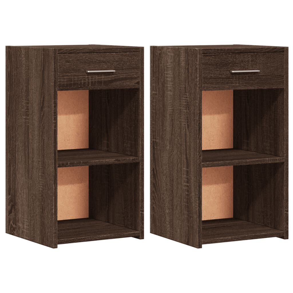 vidaXL Κομοδίνα 2 τεμ. Καφέ Δρυς 35x34x65 εκ. από Επεξεργ. Ξύλο