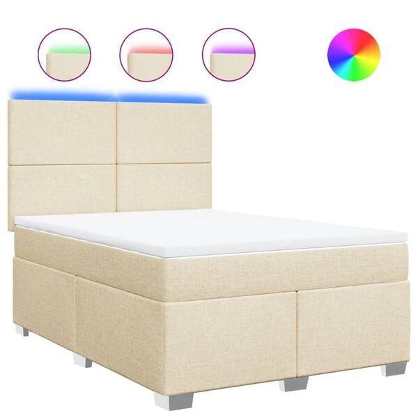vidaXL &Kappa;&rho;&epsilon;&beta;ά&tau;&iota; Boxspring &mu;&epsilon; &Sigma;&tau;&rho;ώ&mu;&alpha; &Kappa;&rho;&epsilon;&mu; 140x190 &epsilon;&kappa;. &Upsilon;&phi;&alpha;&sigma;&mu;ά&tau;&iota;&nu;&omicron;