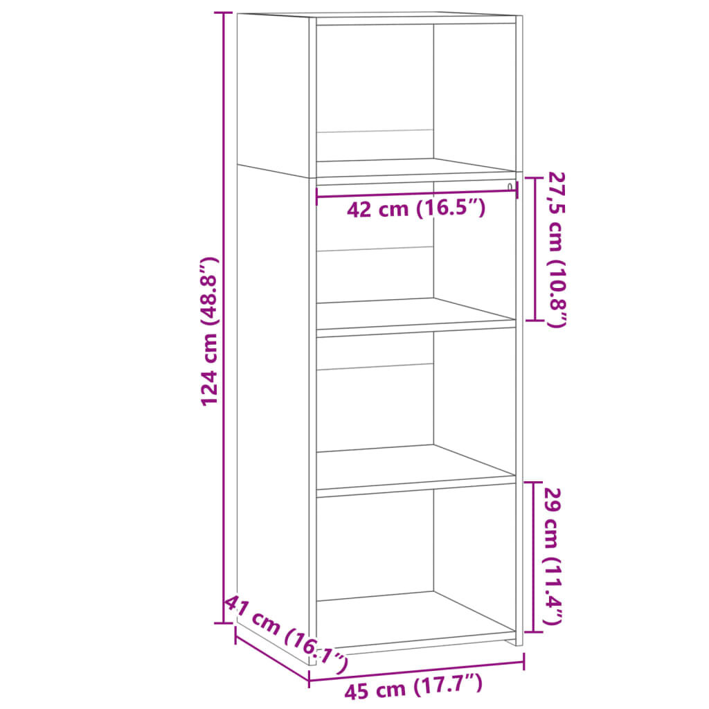 vidaXL Ντουλάπι Λευκό 45x41x124 εκ. από Επεξεργασμένο Ξύλο