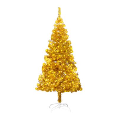 vidaXL Χριστουγεν. Δέντρο Προφωτισμένο Τεχνητό Βάση Χρυσό 150εκ PET