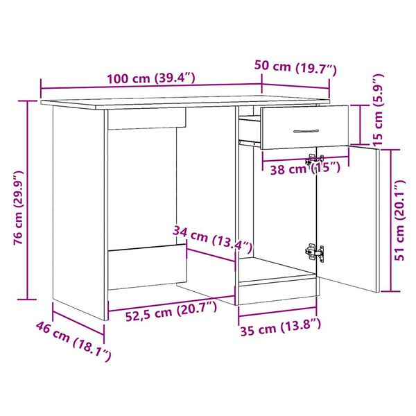 vidaXL Γραφείο Όψη Παλαιού Ξύλου 100x50x76 εκ. από Επεξεργασμένο Ξύλο