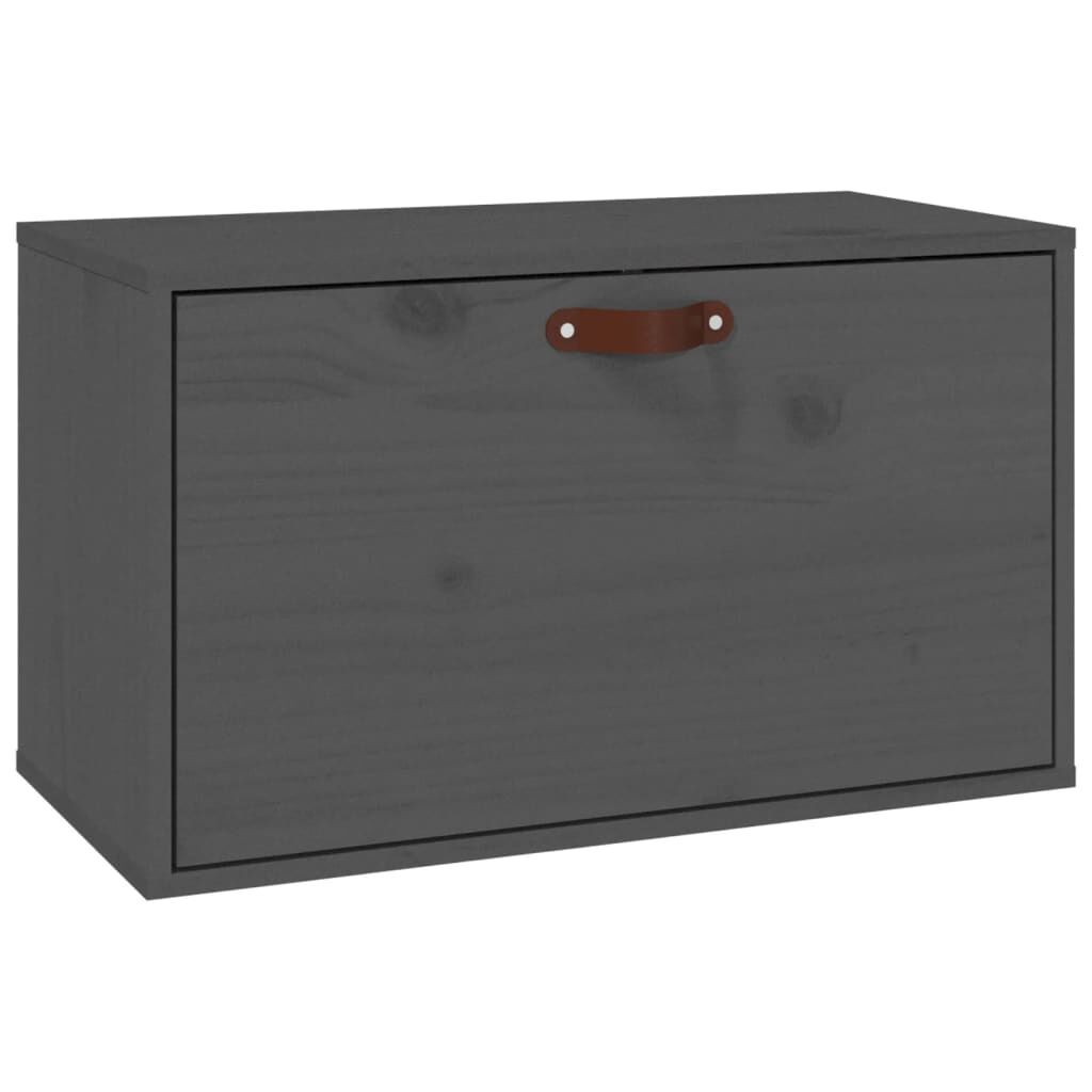 vidaXL Ντουλάπι Τοίχου Γκρι 60x30x35 εκ. από Μασίφ Ξύλο Πεύκου