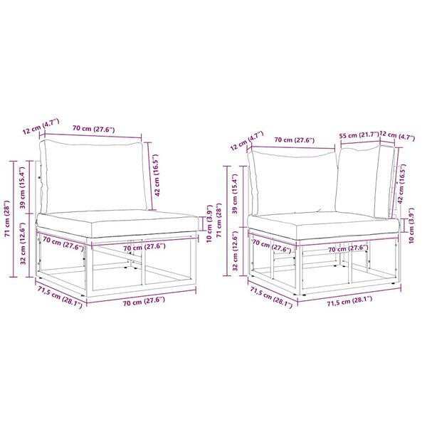 vidaXL Σετ Καναπέ Κήπου με μαξιλάρι 13 pcs Μαύρο Αλουμίνιο