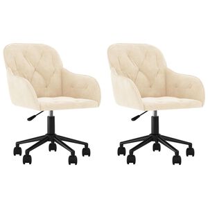 vidaXL Καρέκλες Τραπεζαρίας Περιστρεφόμενες 2 τεμ. Κρεμ Βελούδινες
