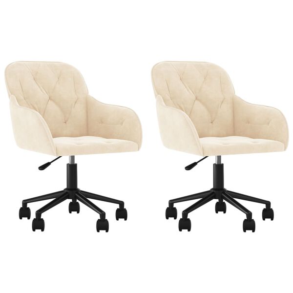vidaXL Καρέκλες Τραπεζαρίας Περιστρεφόμενες 2 τεμ. Κρεμ Βελούδινες
