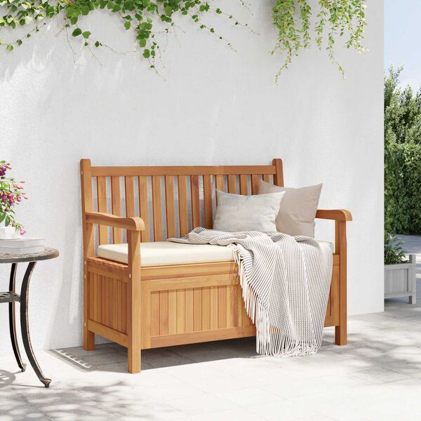 vidaXL Πάγκος Αποθήκευσης Κήπου Καφέ 228 x 60 x 90 εκ Μασίφ ξύλο teak