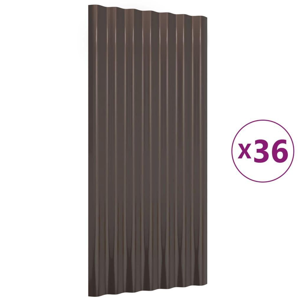 vidaXL Πάνελ Οροφής 36 τεμ. Καφέ 80 x 36 εκ. Ατσάλινα με Ηλεκτρ. Βαφή