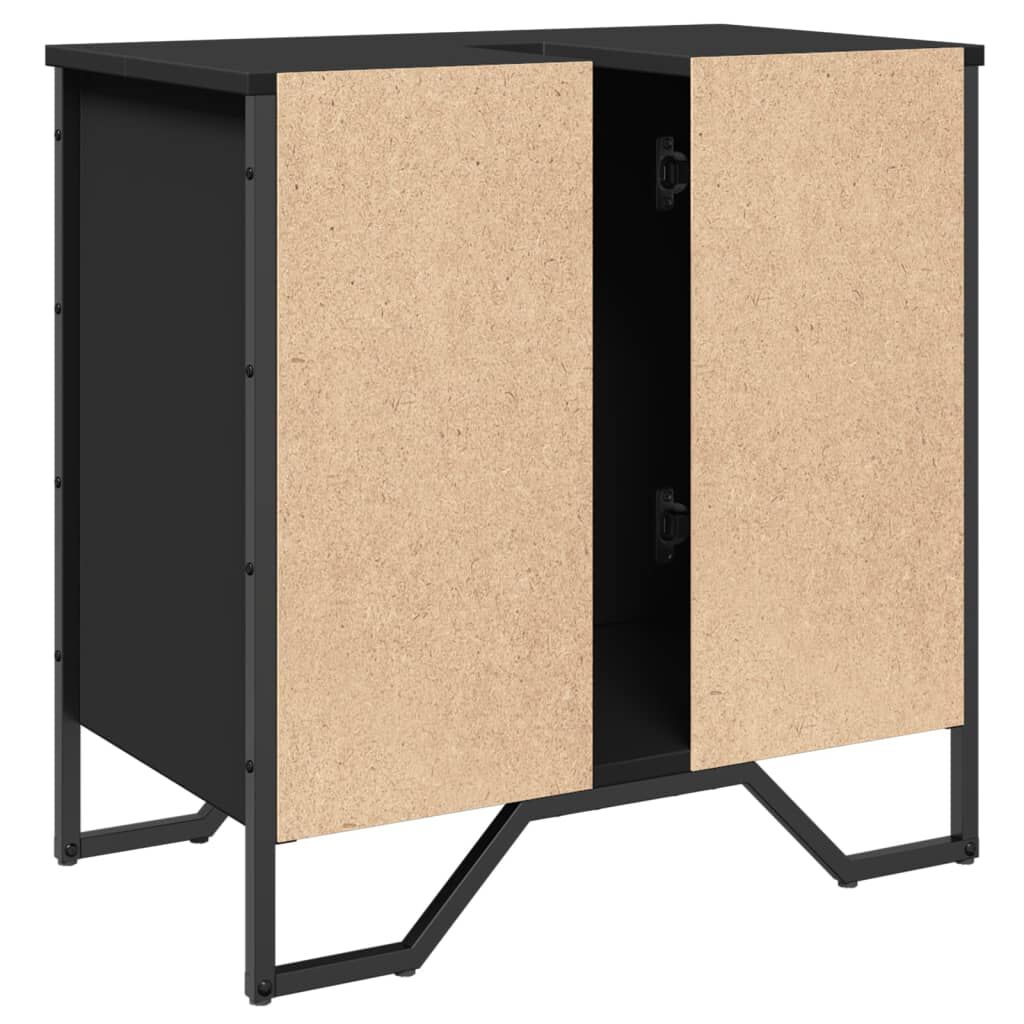 vidaXL Ντουλάπι Νιπτήρα Μπάνιου Μαύρο 60x35x60 εκ. Επεξεργασμένο Ξύλο