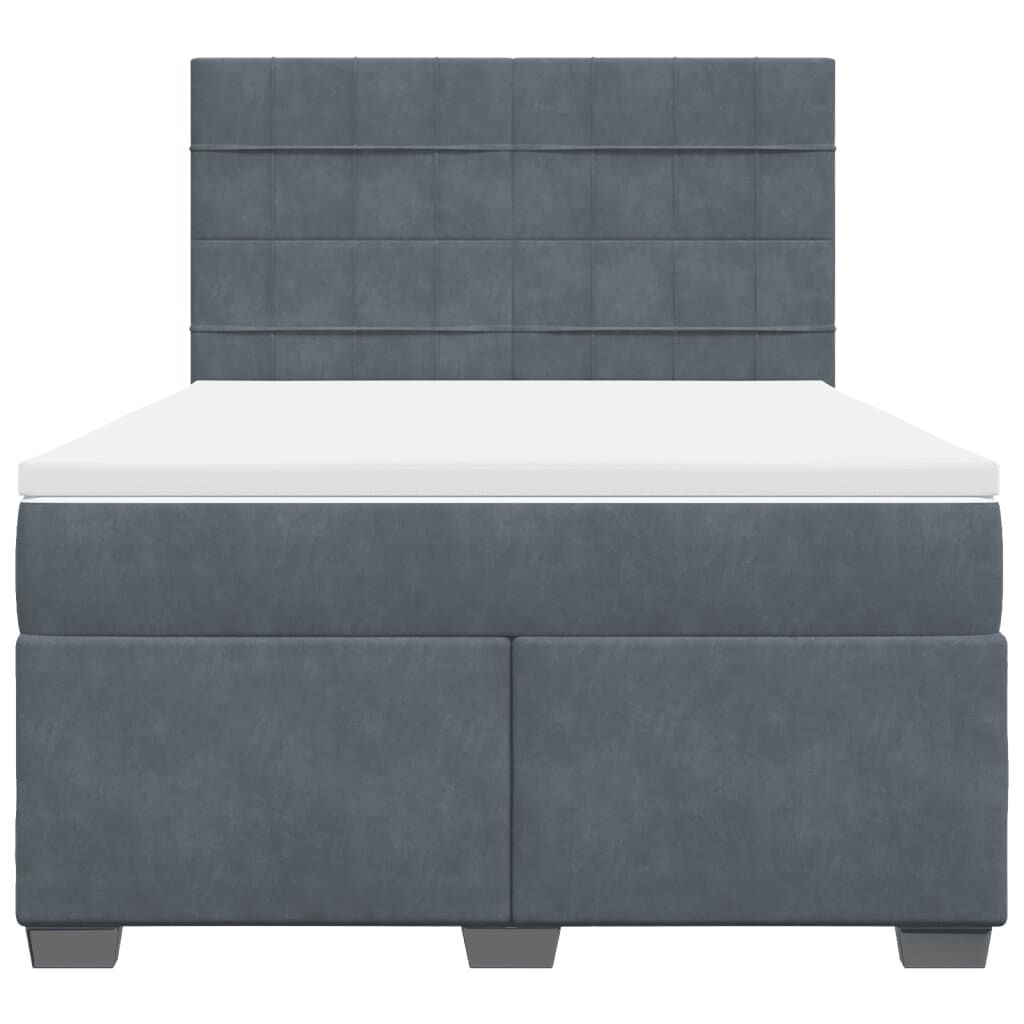 vidaXL Κρεβάτι Boxspring με Στρώμα Σκούρο Γκρι 140x190 εκ. Βελούδινο