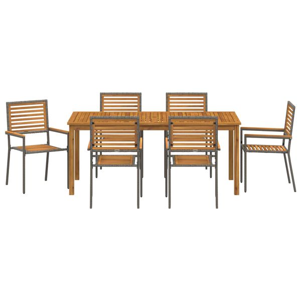 vidaXL Σέτ φαγητού για κήπο 7 pcs Γκρι Πολυ ράταν