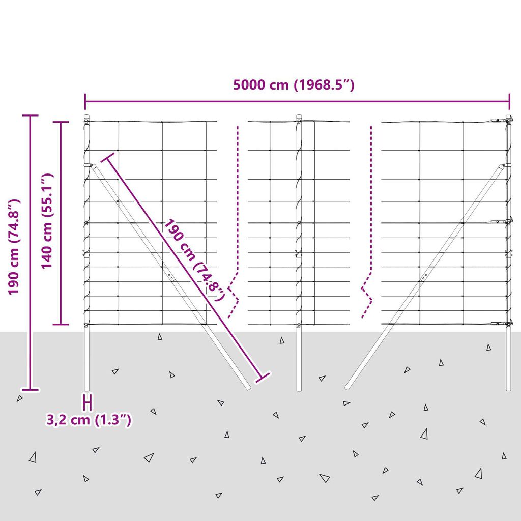 vidaXL Περίφραξη αγρού Ασημί 50 x 1.4 μ Γαλβανισμένος χάλυβας