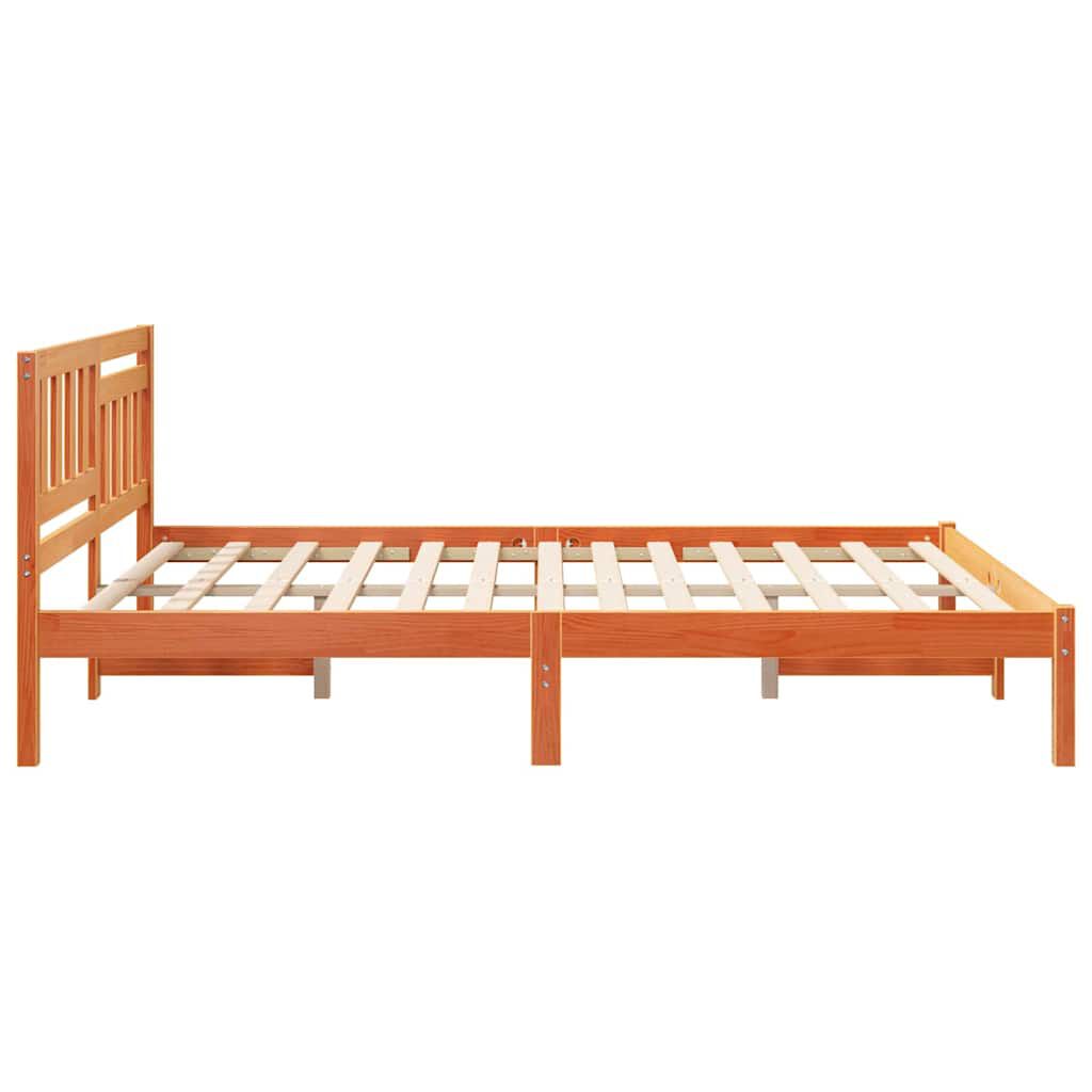 vidaXL Σκελετός Κρεβατιού Καφέ κεριού 140 x 200 cm Μασίφ ξύλο πεύκου