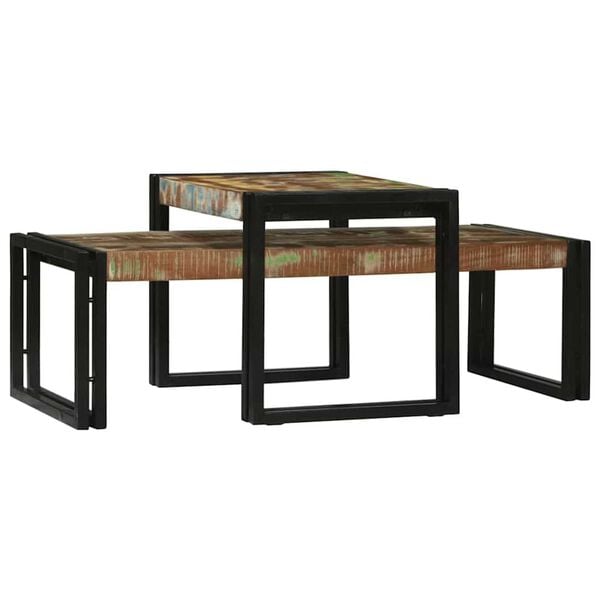 vidaXL Τραπεζάκι σαλονιού 2 pcs Πολύχρωμο Μασίφ ανακυκλωμένο ξύλο