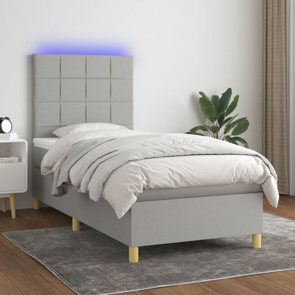 vidaXL &Kappa;&rho;&epsilon;&beta;ά&tau;&iota; Boxspring &mu;&epsilon; &Sigma;&tau;&rho;ώ&mu;&alpha; & LED &Alpha;&nu;.&Gamma;&kappa;&rho;&iota; 100x200&epsilon;&kappa;. &Upsilon;&phi;&alpha;&sigma;&mu;ά&tau;&iota;&nu;&omicron;