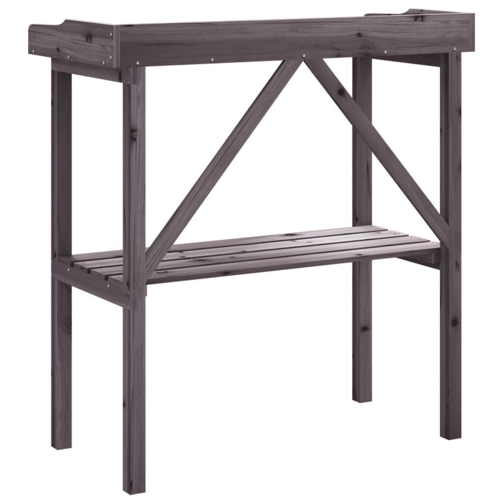 vidaXL Τραπέζι Φυτών με Ράφι Γκρι 78x38x82,5εκ. από Μασίφ Ξύλο Ελάτης