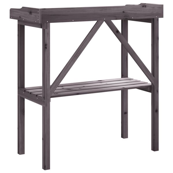 vidaXL Τραπέζι Φυτών με Ράφι Γκρι 78x38x82,5εκ. από Μασίφ Ξύλο Ελάτης