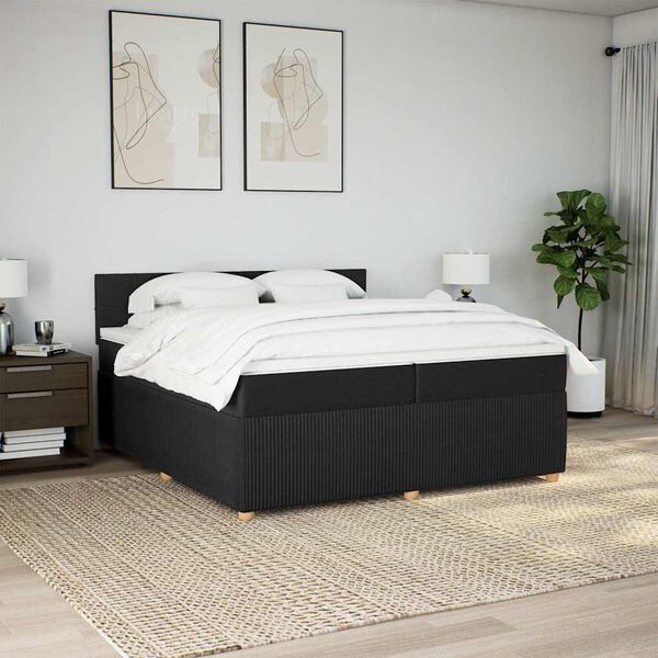 vidaXL &Kappa;&rho;&epsilon;&beta;ά&tau;&iota; Boxspring &mu;&epsilon; &Sigma;&tau;&rho;ώ&mu;&alpha; &Mu;&alpha;ύ&rho;&omicron; 200x200 &epsilon;&kappa;. &Upsilon;&phi;&alpha;&sigma;&mu;ά&tau;&iota;&nu;&omicron;