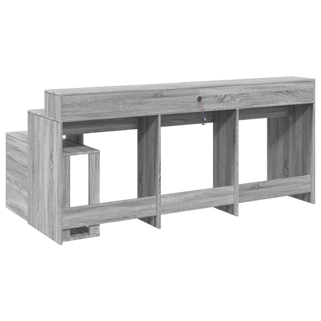 vidaXL Γραφείο με LED Γκρι Sonoma 200x104x91 εκ. Επεξεργ. Ξύλο