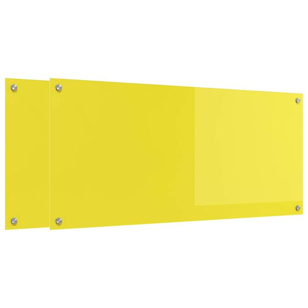 vidaXL Πίσω Πάνελ Κουζίνας 2 pcs Κίτρινο 110 x 50 cm σκληρυμένο γυαλί