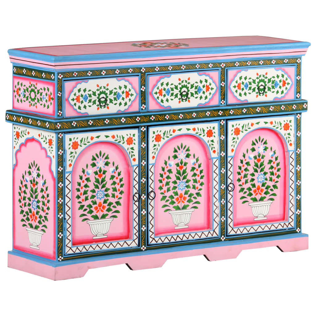 vidaXL Ντουλάπι με Χειροπ. Λεπτομέρειες 110x30x76 εκ Μασίφ Ξύλο Μάνγκο