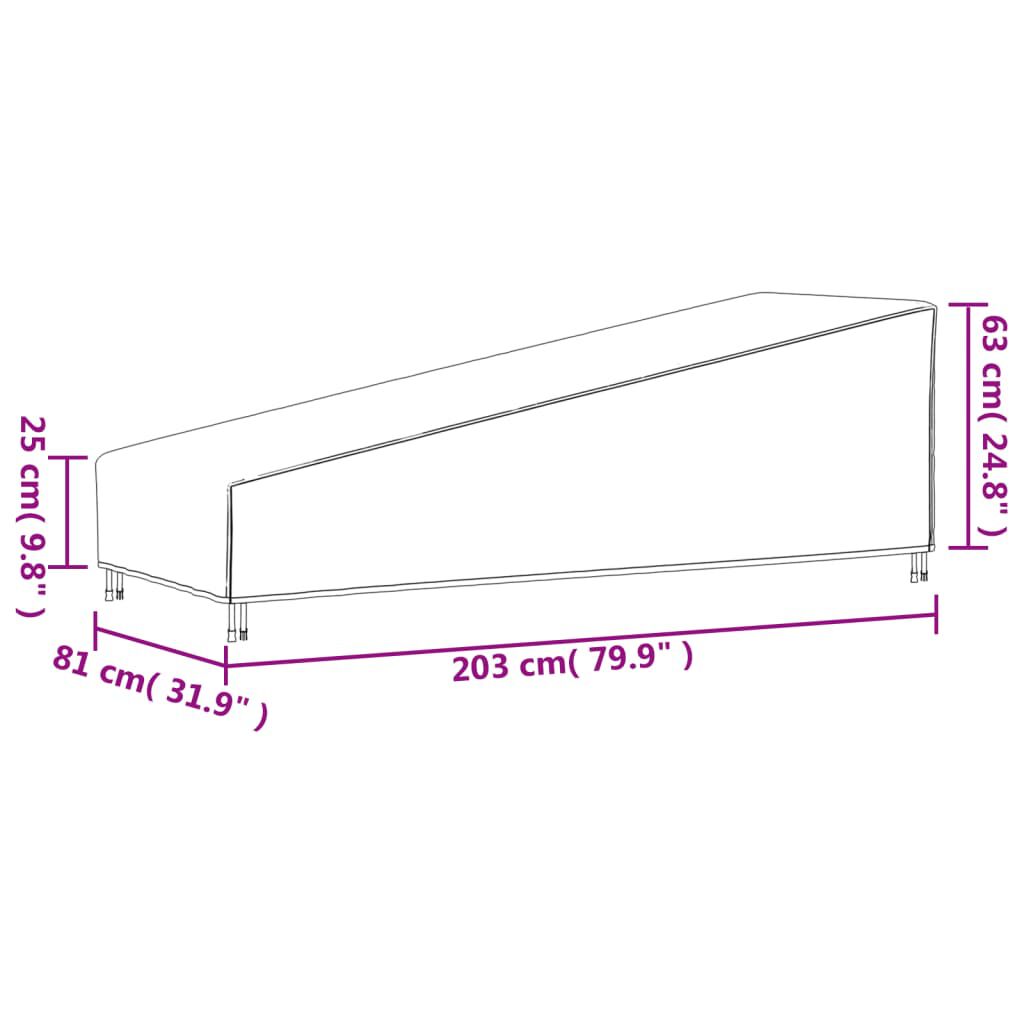 vidaXL Κάλυμμα Ξαπλώστρας Μαύρο 203x81x25/63 εκ. 420D Ύφασμα Oxford