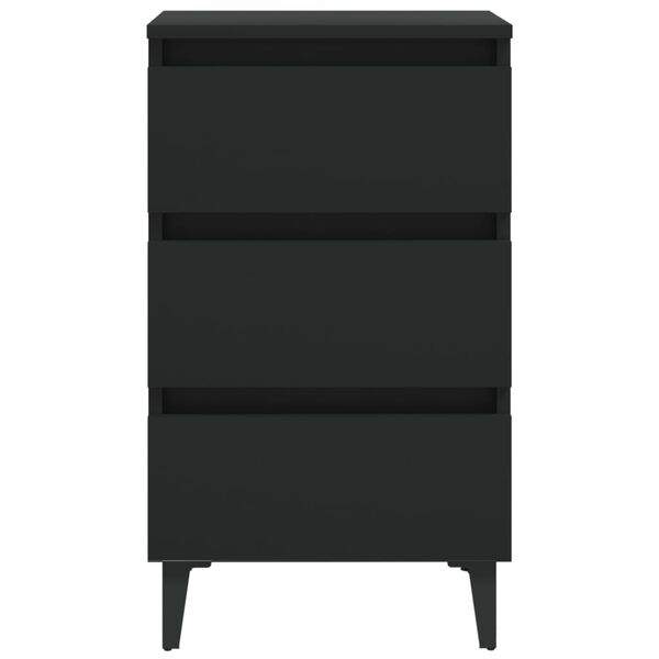 vidaXL Κομοδίνo Μαύρο 40 x 35 x 69 εκ. με Μεταλλικά Πόδια