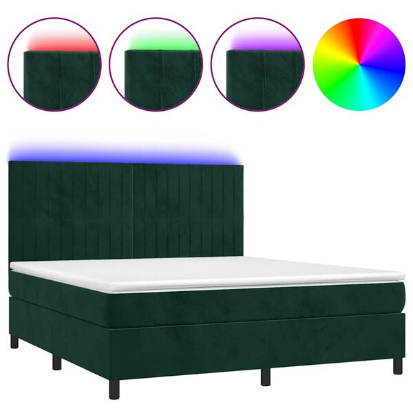vidaXL &Kappa;&rho;&epsilon;&beta;ά&tau;&iota; Boxspring &mu;&epsilon; &Sigma;&tau;&rho;ώ&mu;&alpha; & LED &Sigma;&kappa;. &Pi;&rho;ά&sigma;&iota;&nu;&omicron; 180x200&epsilon;&kappa; &Beta;&epsilon;&lambda;&omicron;ύ&delta;&omicron;
