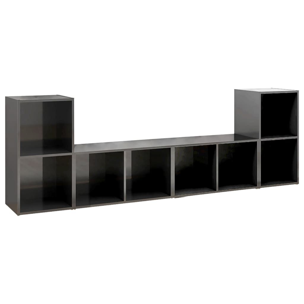 vidaXL Έπιπλα Τηλεόρασης 4 τεμ. Γυαλ. Γκρι 72x35x36,5 εκ. Επεξ. Ξύλο