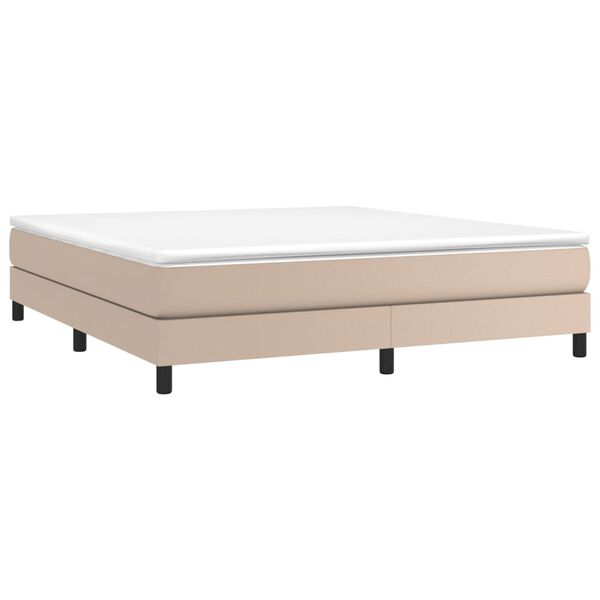 vidaXL Κρεβάτι Boxspring με Στρώμα Καπουτσίνο 180x200 εκ. Συνθ. Δέρμα