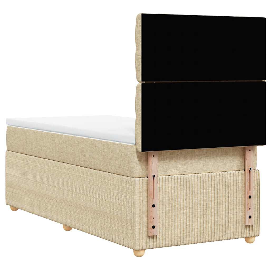 vidaXL Κρεβάτι Boxspring με Στρώμα Κρεμ 90x200 εκ.Υφασμάτινο