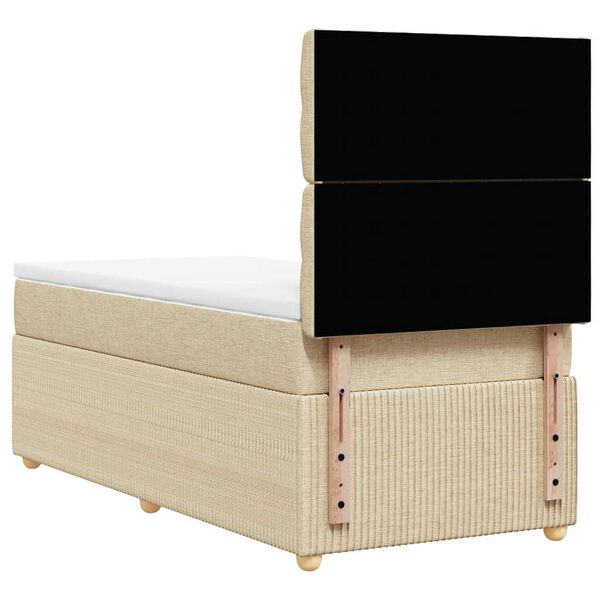 vidaXL Κρεβάτι Boxspring με Στρώμα Κρεμ 90x200 εκ.Υφασμάτινο