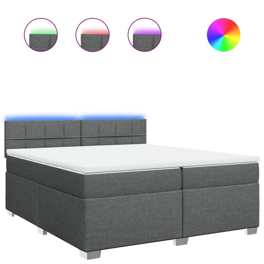 vidaXL Κρεβάτι Boxspring με Στρώμα Σκούρο Γκρι 200x200 εκ. Υφασμάτινο