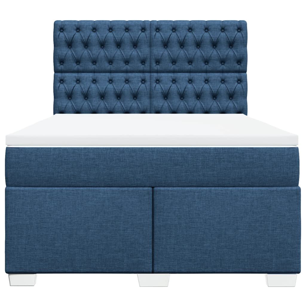 vidaXL Κρεβάτι Boxspring με Στρώμα Μπλε 140x200 εκ. Υφασμάτινο