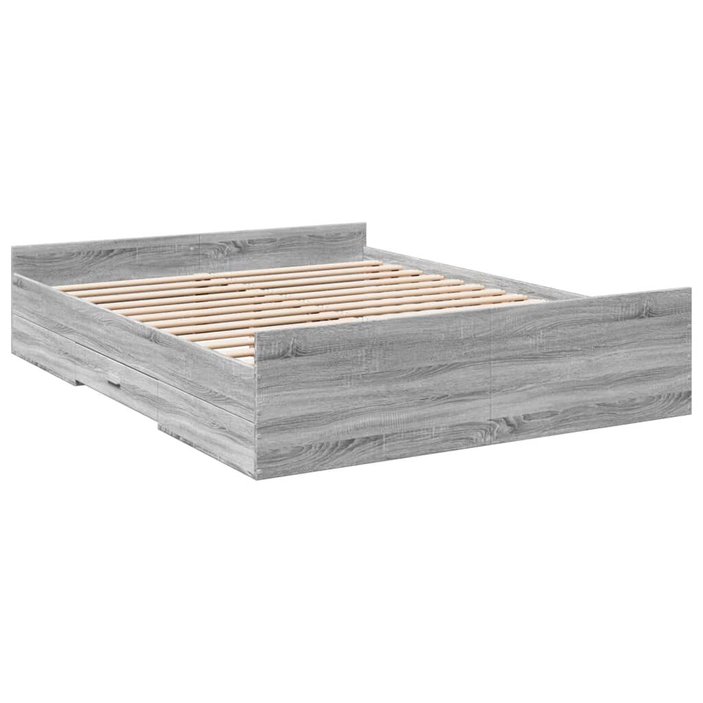 vidaXL Πλαίσιο Κρεβατιού με συρτάρια Γκρι sonoma 160x200εκ. Επεξ. Ξύλο