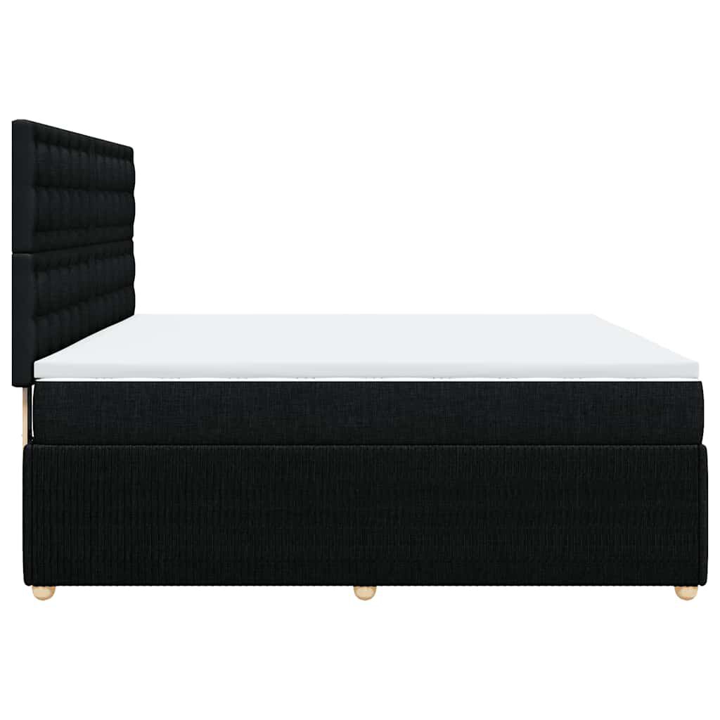 vidaXL Κρεβάτι Boxspring με Στρώμα Μαύρο 180x200 εκ. Υφασμάτινο