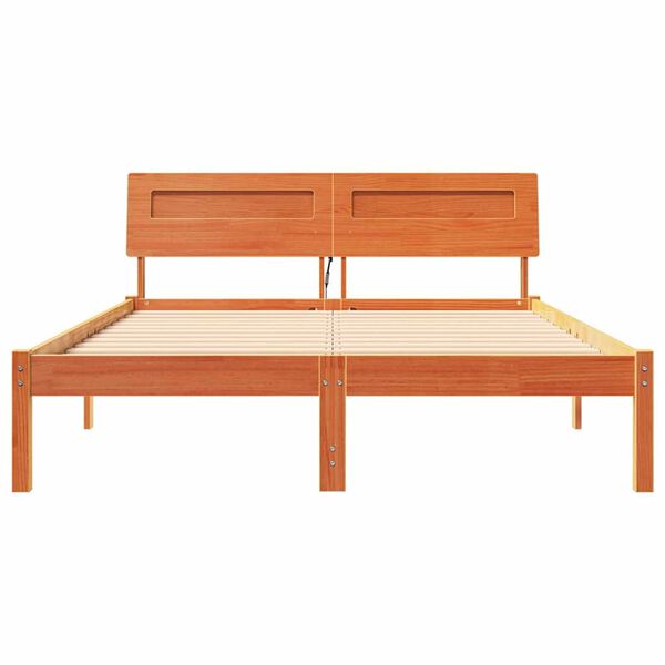 vidaXL Σκελετός Κρεβατιού Καφέ κεριού 140 x 190 cm Μασίφ ξύλο πεύκου
