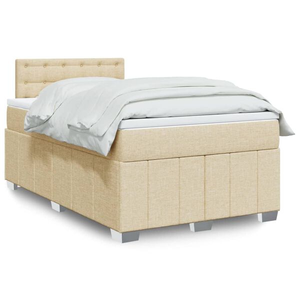 vidaXL Κρεβάτι Boxspring με Στρώμα Κρεμ 120x190 εκ. Υφασμάτινο
