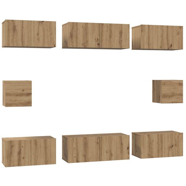 vidaXL &Sigma;&epsilon;&tau; &epsilon;&pi;ί&pi;&lambda;&omicron;&upsilon; &tau;&eta;&lambda;&epsilon;ό&rho;&alpha;&sigma;&eta;&sigmaf; 8 pcs Artisan Oak &Epsilon;&pi;&epsilon;&xi;&epsilon;&rho;&gamma;&alpha;&sigma;&mu;έ&nu;&omicron; &xi;ύ&lambda;&omicron;
