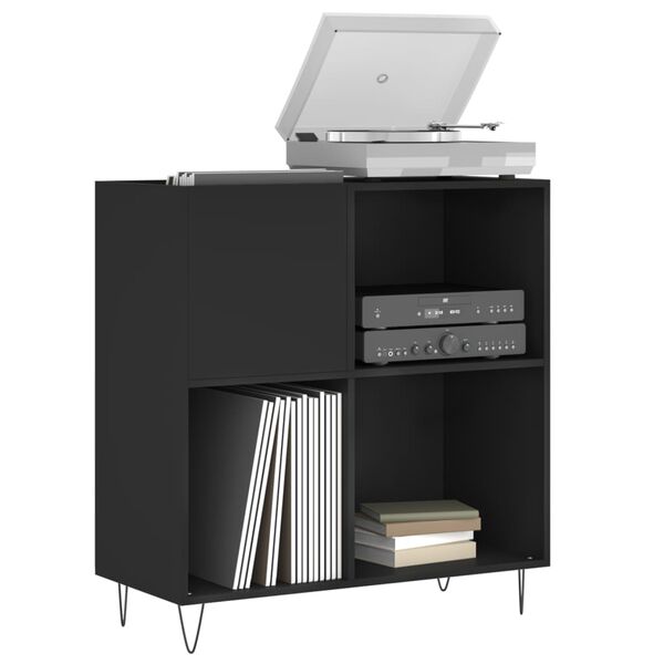 vidaXL Δισκοθήκη Μαύρη 84,5 x 38 x 89 εκ. από Επεξεργασμένο Ξύλο