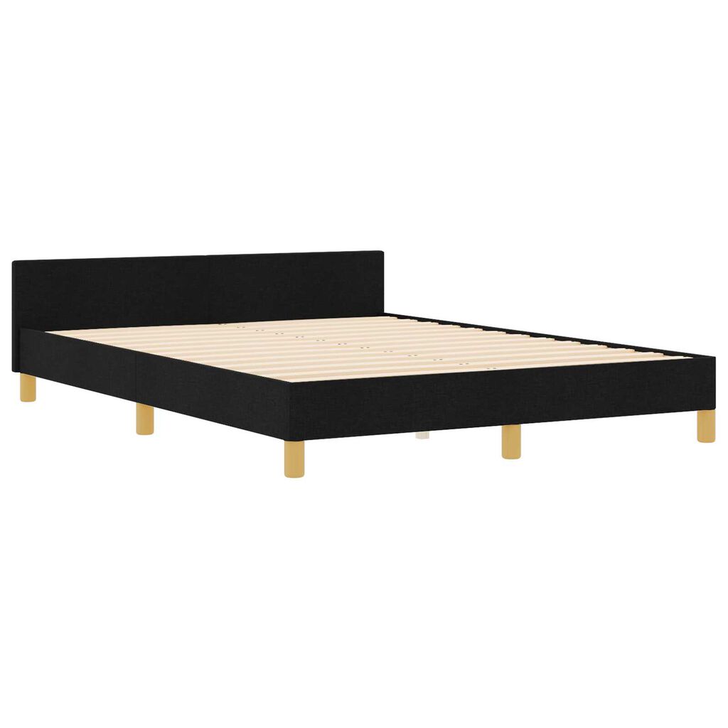 vidaXL Σκελετός Κρεβατιού με κεφαλάρι Μαύρο 140 x 190 cm ύφασμα
