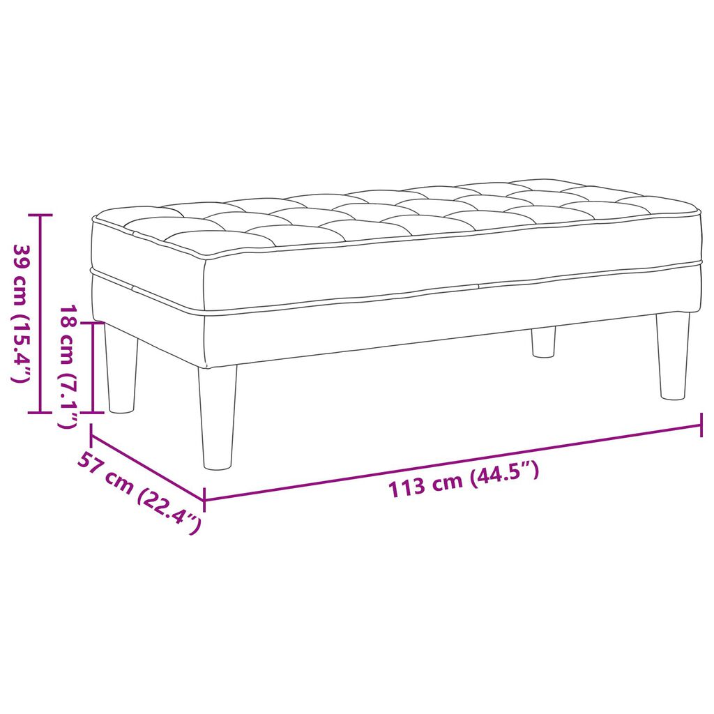 vidaXL Παγκάκι Μαύρο 113x57x39 εκ Υφάσματος