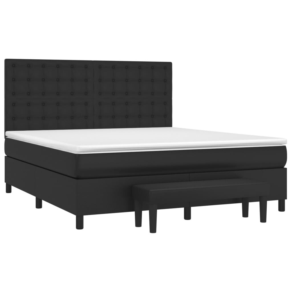 vidaXL Κρεβάτι Boxspring με Στρώμα Μαύρο 180x200εκ.από Συνθετικό Δέρμα