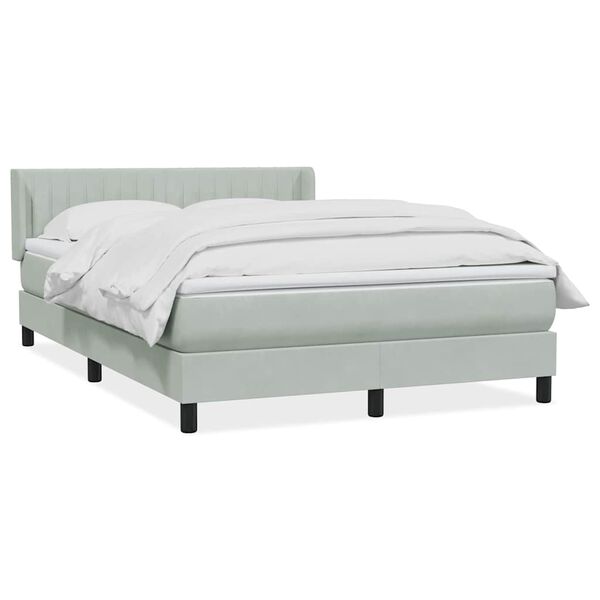 vidaXL Κρεβάτι Boxspring με Στρώμα Ανοιχτό Γκρι 140x210 εκ. Βελούδινο