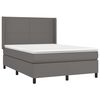 vidaXL Κρεβάτι Boxspring με Στρώμα Γκρι 140x190εκ. από Συνθετικό Δέρμα