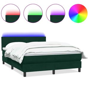 vidaXL &Kappa;&rho;&epsilon;&beta;ά&tau;&iota; Boxspring &mu;&epsilon; &Sigma;&tau;&rho;ώ&mu;&alpha; & LED &sigma;&kappa;&omicron;ύ&rho;&omicron; &pi;&rho;ά&sigma;&iota;&nu;&omicron; 160x220cm &Beta;&epsilon;&lambda;&omicron;ύ&delta;&iota;&nu;&omicron;