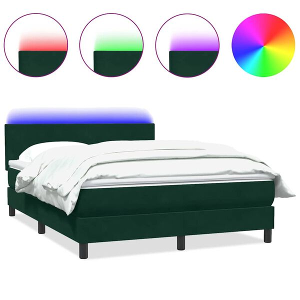 vidaXL &Kappa;&rho;&epsilon;&beta;ά&tau;&iota; Boxspring &mu;&epsilon; &Sigma;&tau;&rho;ώ&mu;&alpha; & LED &sigma;&kappa;&omicron;ύ&rho;&omicron; &pi;&rho;ά&sigma;&iota;&nu;&omicron; 160x220cm &Beta;&epsilon;&lambda;&omicron;ύ&delta;&iota;&nu;&omicron;