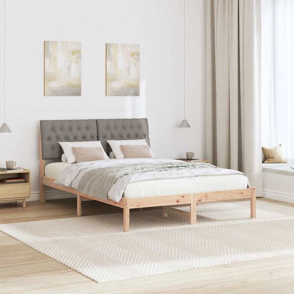vidaXL Σκελετός Κρεβατιού Taupe 140 x 190 cm Στερεά ξυλεία πεύκου