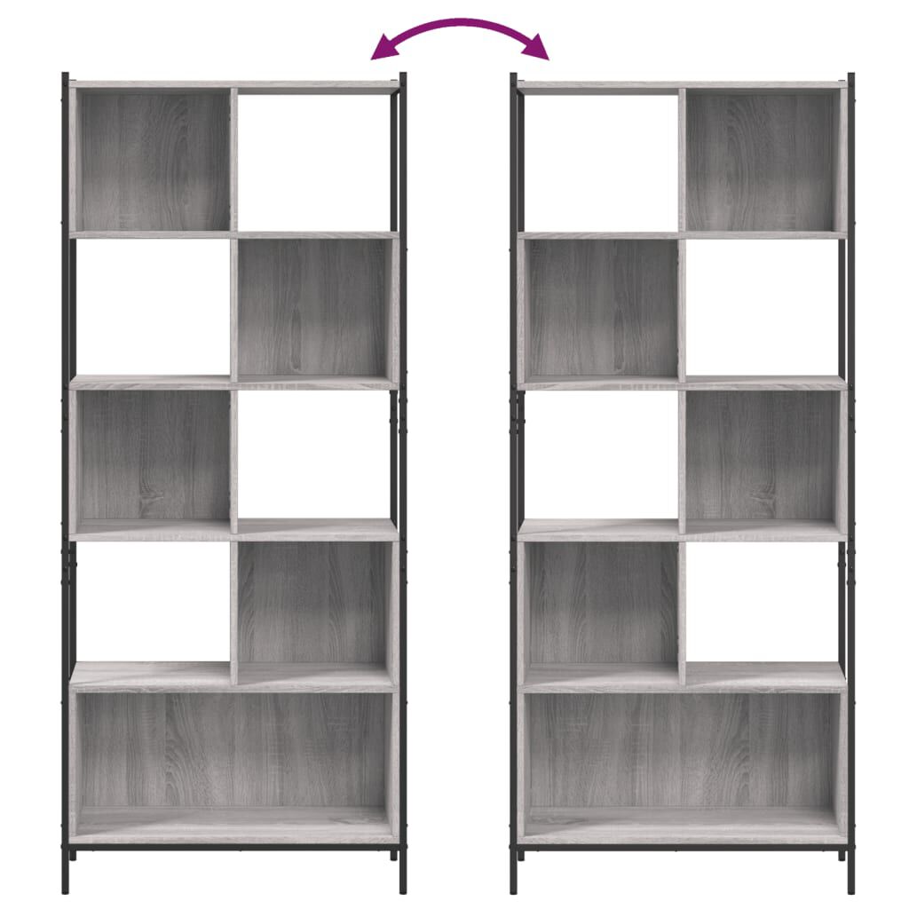 vidaXL Βιβλιοθήκη Γκρι Sonoma 72 x 28 x 172 εκ. από Επεξεργασμένο Ξύλο